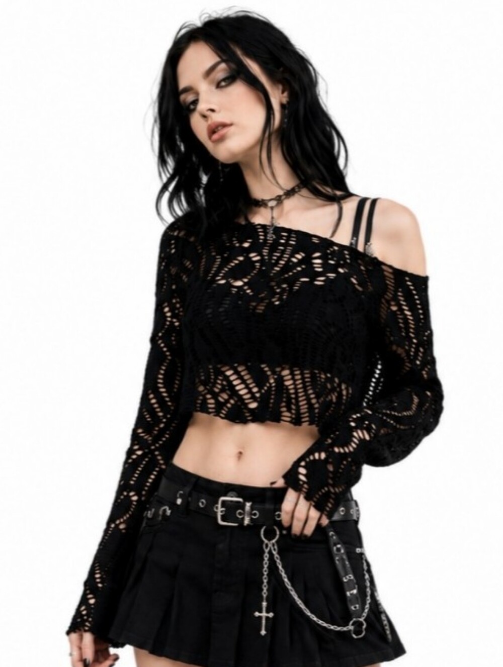 Devil Fashion Long Sleeved Crop Top